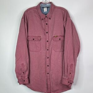Vintage Oshkosh B'Gosh Faded Red Long Sleeve Button Up Shirt Size XXLT